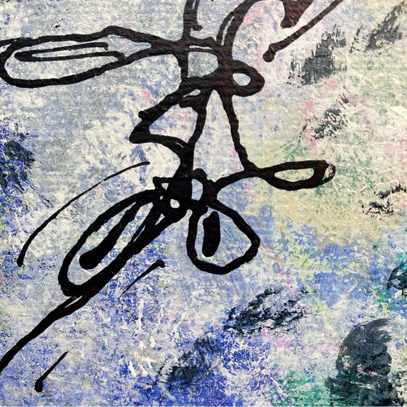 Original Abstract Framed Acrylic Floral Line Art Painting, 5x7" - Picture 7 of 14